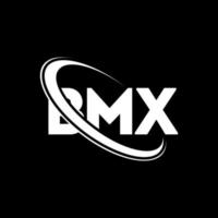 logo bmx. lettera bmx. design del logo della lettera bmx. iniziali logo bmx legate a cerchio e logo monogramma maiuscolo. tipografia bmx per il marchio tecnologico, commerciale e immobiliare. vettore