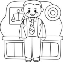 pagina da colorare alfabeti professione cartone animato avvocato vettore