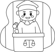 pagina da colorare alfabeti professione giudice cartone animato vettore