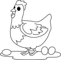 pagina da colorare alfabeti animale cartone animato pollo vettore