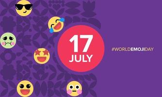 giornata mondiale delle emoji geometrica 17 luglio. poster, copertina del libro, illustrazione vettoriale biglietto di auguri