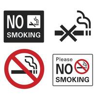 set di icone per non fumatori, stile semplice vettore