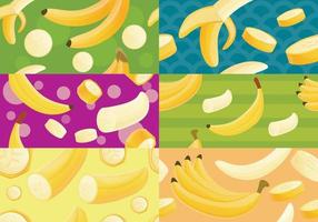 set di motivi a banana, stile cartone animato vettore