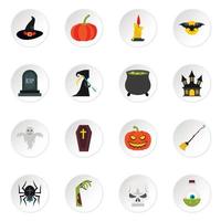 set di icone di halloween, stile piatto vettore