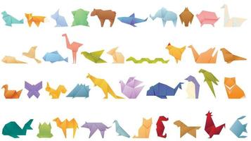 icone animali origami impostare vettore del fumetto. pesce di carta