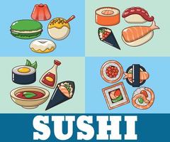 banner di concetto di sushi, stile cartone animato vettore