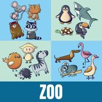banner di concetto di zoo, stile cartone animato vettore