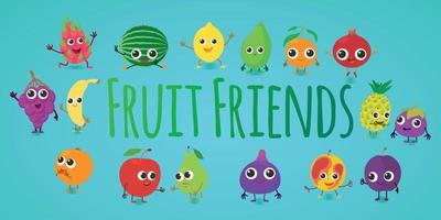 banner di concetto di amici della frutta, stile cartone animato vettore