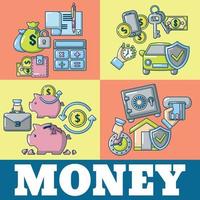 banner di concetto di denaro, stile cartone animato vettore