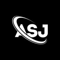 asj logo. asj lettera. design del logo della lettera asj. iniziali asj logo collegate a cerchio e logo monogramma maiuscolo. tipografia asj per il marchio tecnologico, commerciale e immobiliare. vettore