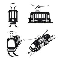 set di icone di tram auto, stile semplice vettore