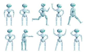 set di icone umanoidi, stile cartone animato vettore