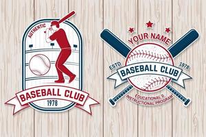 set di badge per club di baseball o softball. illustrazione vettoriale. concetto per camicia o logo, vettore