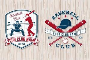 set di badge per club di baseball o softball. illustrazione vettoriale. concetto per camicia o logo, vettore