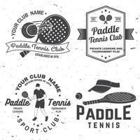 set di badge, emblema o segno di paddle tennis. illustrazione vettoriale. concetto per camicia, stampa, francobollo o t-shirt. vettore