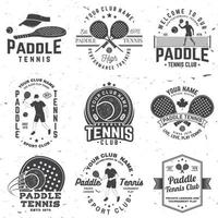 set di badge, emblema o segno di paddle tennis. illustrazione vettoriale. concetto per camicia, stampa, francobollo o t-shirt. vettore