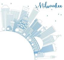 delinea lo skyline di milwaukee con edifici blu e copia spazio. vettore