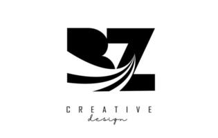 lettere nere creative bz bz logo con linee guida e concept design stradale. lettere con disegno geometrico. vettore