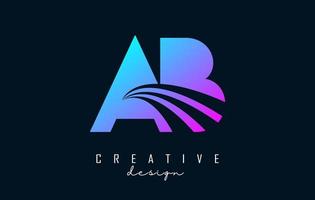 lettere colorate creative ab ab logo con linee guida e concept design stradale. lettere ab con disegno geometrico. vettore