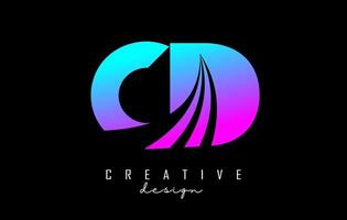 lettere colorate creative cd cd logo con linee guida e concept design stradale. lettere con disegno geometrico. vettore