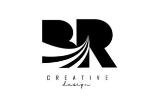 lettere nere creative logo br br con linee guida e concept design stradale. lettere con disegno geometrico. vettore