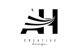 lettere nere creative ah ah logo con linee guida e concept design stradale. lettere con disegno geometrico. vettore