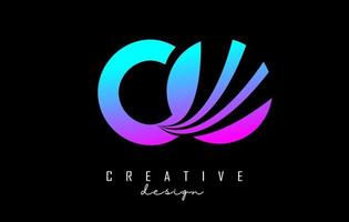 lettere colorate creative co co logo con linee guida e concept design stradale. lettere con disegno geometrico. vettore