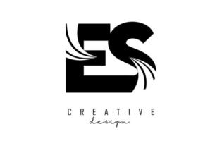 lettere nere creative es es logo con linee guida e concept design stradale. lettere con disegno geometrico. vettore