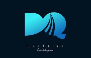 logo creativo blu dq dq con linee guida e concept design stradale. lettere con disegno geometrico. vettore