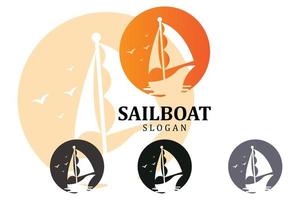 logo di design simbolo asiatico tradizionale barca a vela vettore