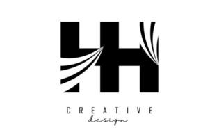 lettere nere creative logo hh h con linee guida e concept design stradale. lettere con disegno geometrico. vettore