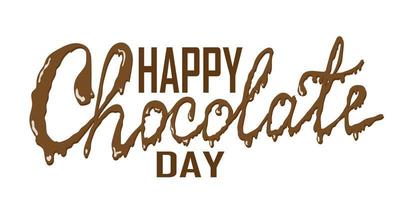giornata mondiale del cioccolato. toni marrone scuro. il testo è scritto a mano. scritte con cioccolato gocciolante. Illustrazione vettoriale su sfondo bianco