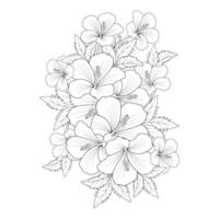 rosa di sharon fiore doodle line art libro da colorare pagina di disegno grafico vettoriale