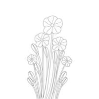 illustrazione di arte della linea del fiore del giardino pagina da colorare per la progettazione del modello di stampa vettore