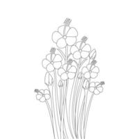 disegno della pagina da colorare del fiore dell'elemento del modello di stampa del disegno del fiore vettore