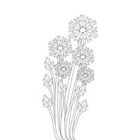 ramo di fiore libro da colorare pagina disegno linea arte design su sfondo bianco vettore