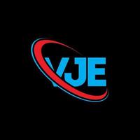 vje logo. vj lettera. design del logo della lettera vje. iniziali vje logo collegate con cerchio e logo monogramma maiuscolo. tipografia vje per il marchio tecnologico, commerciale e immobiliare. vettore