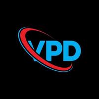 logo vpd. lettera vpd. design del logo della lettera vpd. iniziali vpd logo collegate con cerchio e logo monogramma maiuscolo. tipografia vpd per il marchio tecnologico, commerciale e immobiliare. vettore