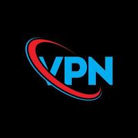 logo VPN. lettera VPN. design del logo della lettera vpn. iniziali logo vpn collegate con cerchio e logo monogramma maiuscolo. tipografia vpn per il marchio tecnologico, aziendale e immobiliare. vettore