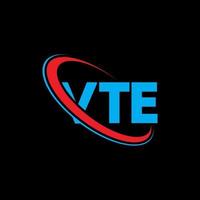 vte logo. vt lettera. design del logo della lettera vte. iniziali vte logo collegate con cerchio e logo monogramma maiuscolo. tipografia vte per il marchio tecnologico, commerciale e immobiliare. vettore