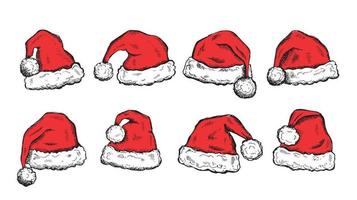 schizzo dell'illustrazione disegnata a mano del cappello di Babbo Natale vettore