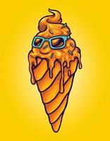 gelato funky fuso con illustrazioni di occhiali da sole vettore