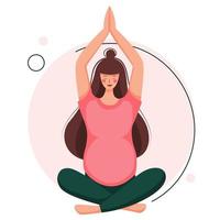 yoga per donne incinte in stile cartone animato vettore