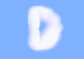 d forma del carattere alfabeto nel vettore nuvola su sfondo blu cielo