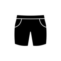 bermuda uomo estate breve silhouette nera icona. ragazzo sport jeans moda pantaloncini glifo pittogramma su sfondo bianco. boxer da bagno maschile in cotone per simbolo piatto da spiaggia. illustrazione vettoriale isolata.