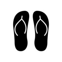 icona della siluetta nera dell'estate della pantofola infradito. sandalo con suola per viaggi in spiaggia vacanza in piscina relax pittogramma glifo vista dall'alto. simbolo degli accessori casuali del piede di mare divertente. illustrazione vettoriale isolata.