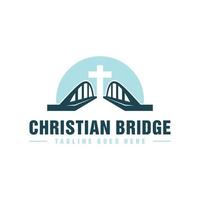 design del logo dell'illustrazione del ponte religioso cristiano vettore