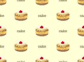 modello senza cuciture del personaggio dei cartoni animati della torta su fondo giallo. stile pixel vettore