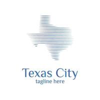il modello moderno del logo dell'onda della mappa della città del texas progetta l'illustrazione vettoriale semplice