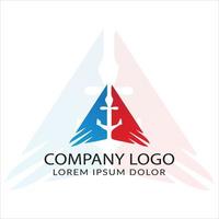 design del logo dell'ancora della nave vettore